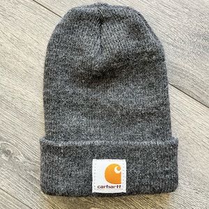 Carhartt grey toddler beanie. In a pet free smoke free house.